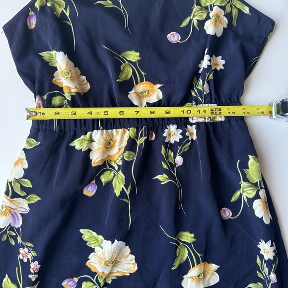 Urban Outfitters ByCorpus Blue Black Floral Scalloped Open Back Dress Pockets L - Picture 6 of 15